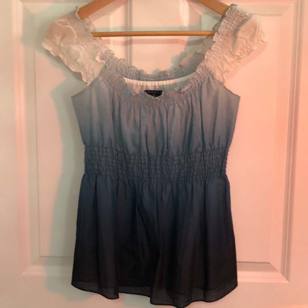 Theory blue ombré blouse